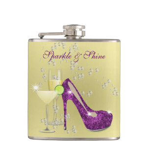 Sparkle and Shine All The Time Girly Hip Flask