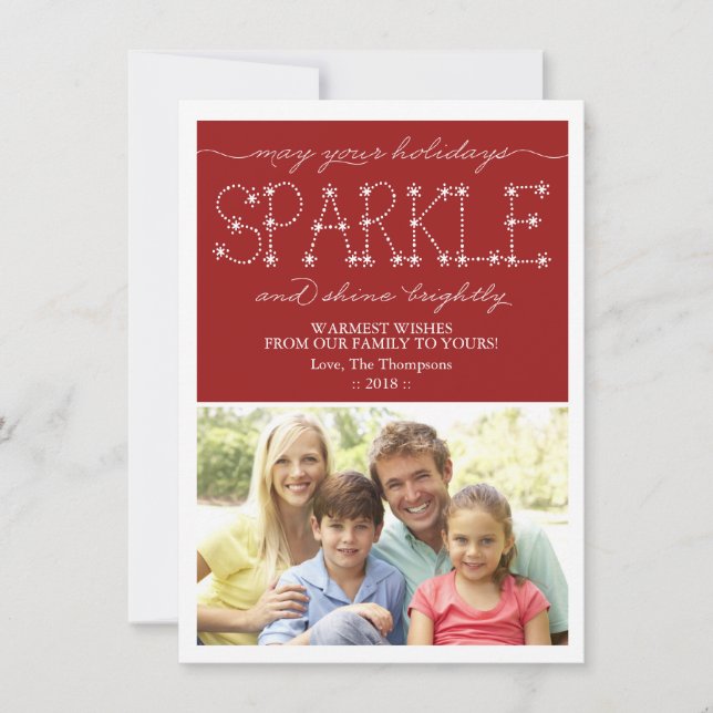 Sparkle and Shine Christmas Holiday Photo Card (Front)