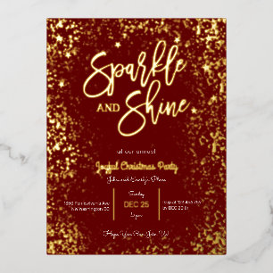 Sparkle and shine foil christmas party invitation