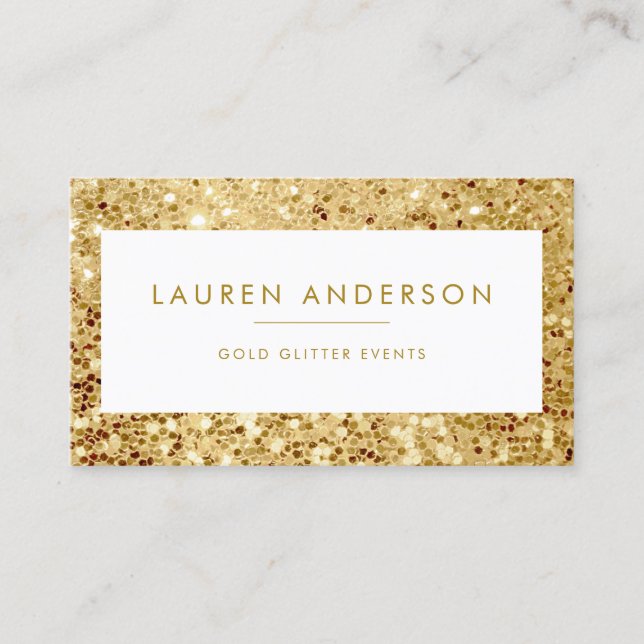 Sparkle and Shine Large Gold Glitter Beauty Salon Business Card (Front)