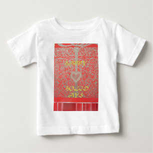 Sparkle and Shine: Red Glitter Heart Happy Holiday Baby T-Shirt