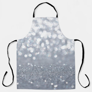 Sparkle and shiny of silver glitter abstract apron