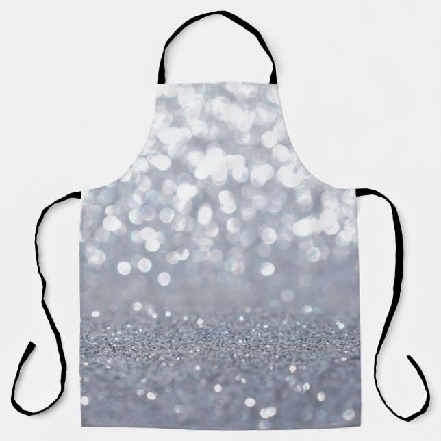 Sparkle and shiny of silver glitter abstract apron (Front)