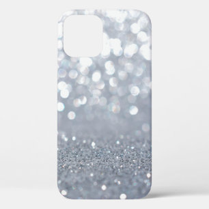 Sparkle and shiny of silver glitter abstract iPhone 12 case