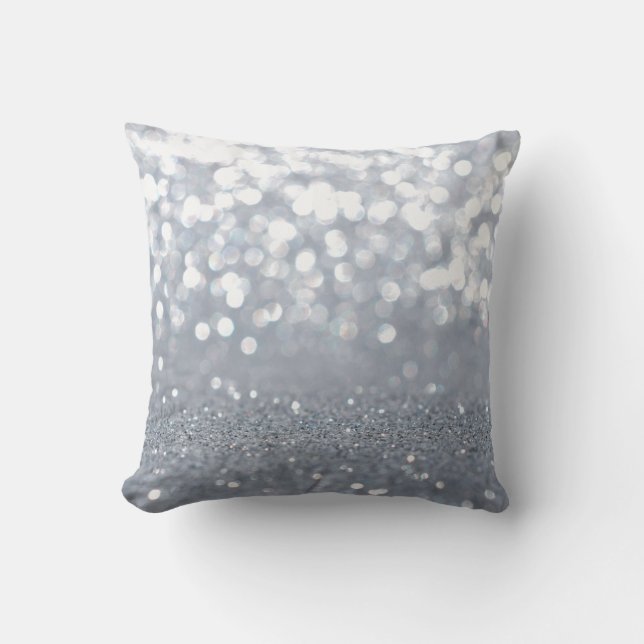 Sparkle and shiny of silver glitter abstract cushion (Front)