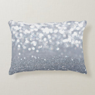 Sparkle and shiny of silver glitter abstract decorative cushion