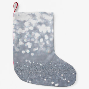 Sparkle and shiny of silver glitter abstract small christmas stocking