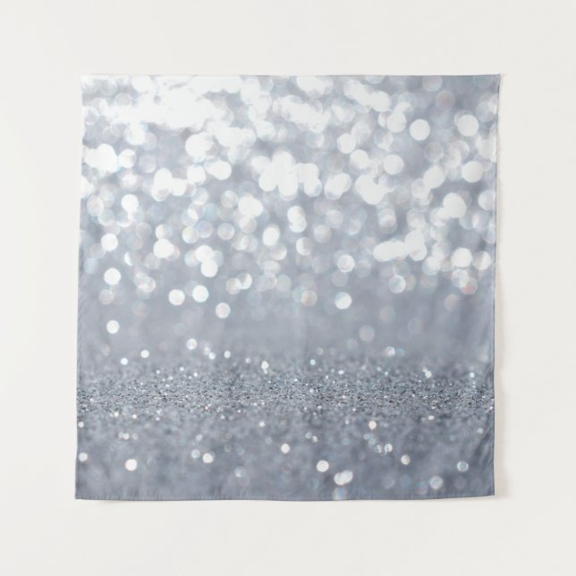 Sparkle and shiny of silver glitter abstract tapestry (Front)