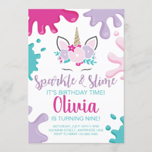 Sparkle and Slime Unicorn Slime Birthday Invite