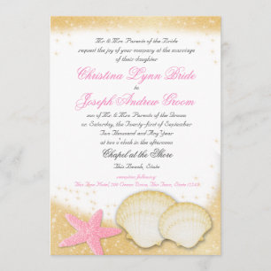 Sparkle Beach Sea Shells and Starfish Invitation