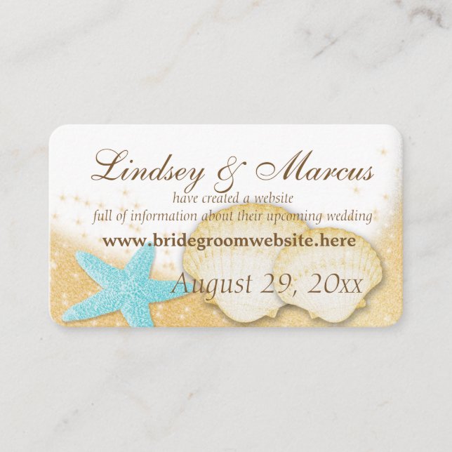 Sparkle Beach Wedding Information Cards (Front)