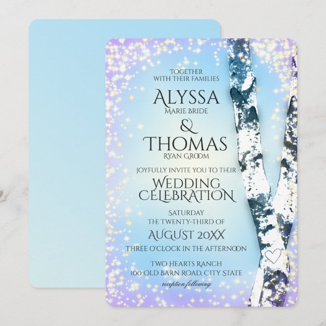 Sparkle Birch Wedding Invitation (Front/Back)
