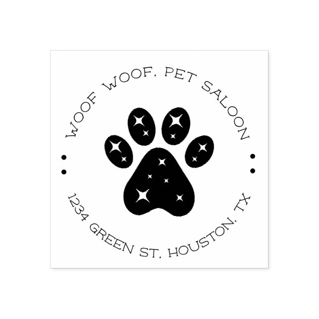sparkle bling Paw Print pet salon Rubber Stamp (Imprint)