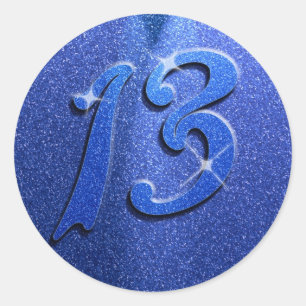 Sparkle Blue 13th Birthday Party Stickers