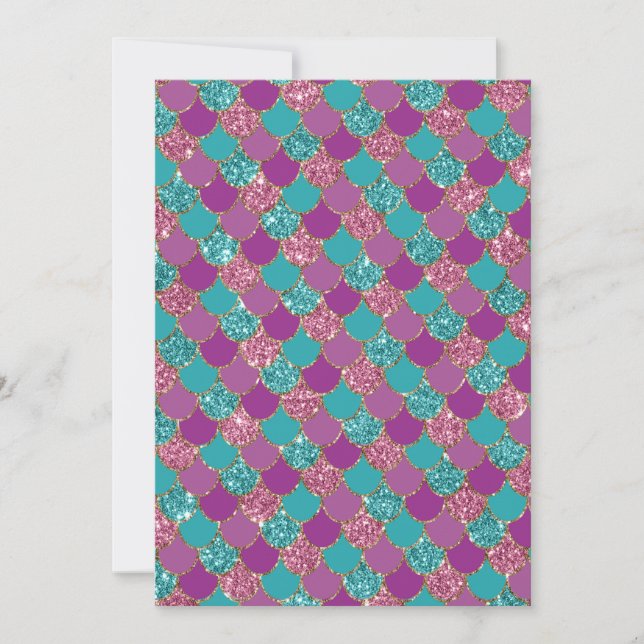 Sparkle Blue Purple Mermaid Tail Fish Scale Bright Thank You Card (Front)