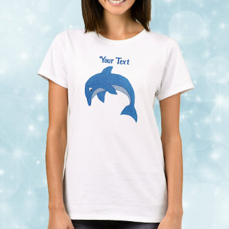 Sparkle Blue White Dolphin in Jumping position T-Shirt