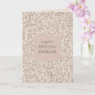 Sparkle Blush Cream Glitz Glitter Birthday Card