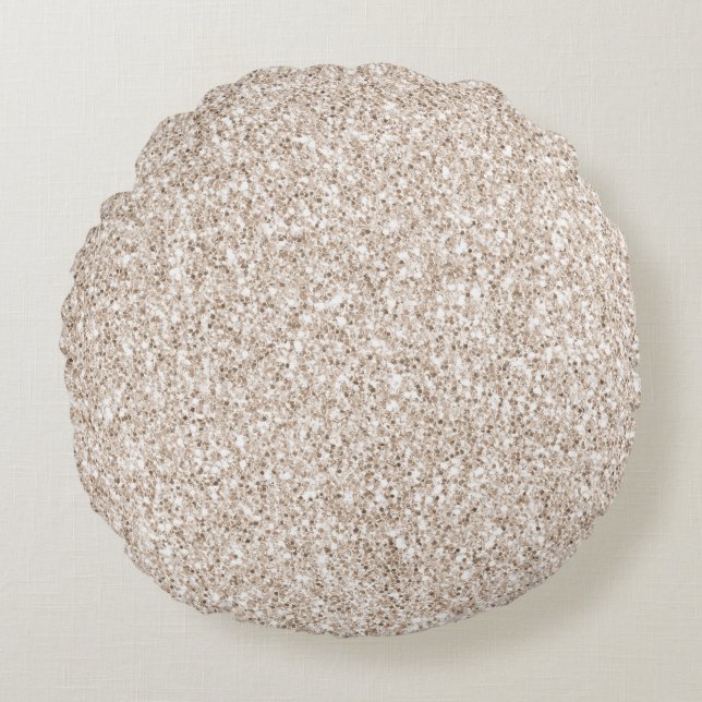 Sparkle Blush Cream Glitz Glitter      Round Cushion (Front)