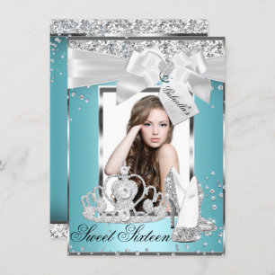 Sparkle Bow Tiara Photo Sweet 16 Invitation