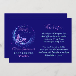 Sparkle Butterfly Girl Baby Shower Thank You Card