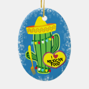 Sparkle cactus Mexican food Christmas ornament