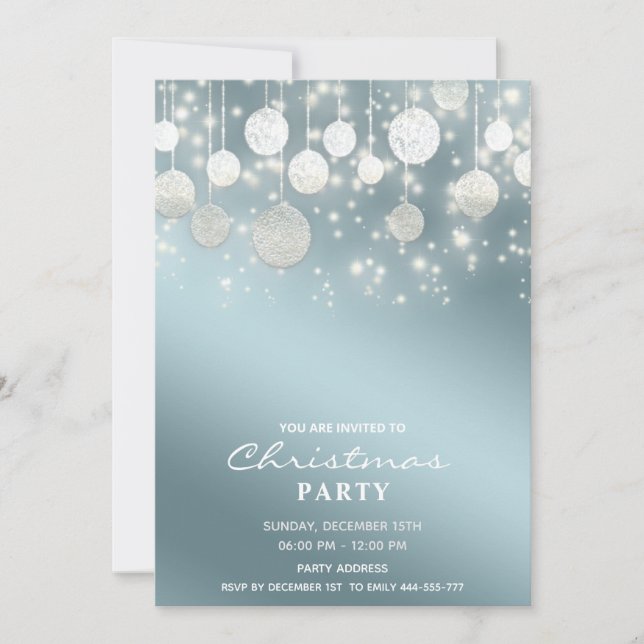 Sparkle Christmas balls corporate Christmas party  Invitation (Front)