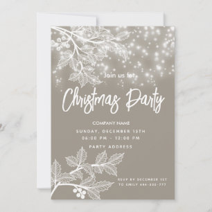 Sparkle Christmas braches corporate Christmas Invitation