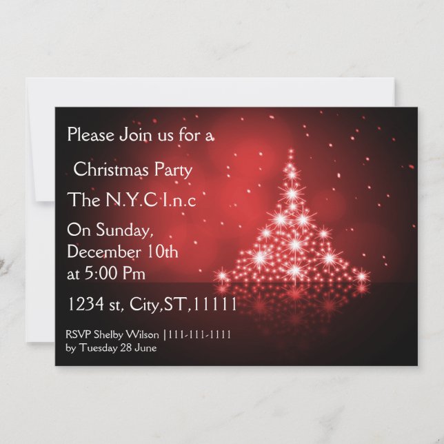 sparkle christmas tree Holiday party Invitation (Front)