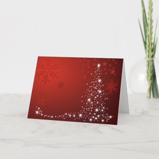 Sparkle Christmas Tree & Snowflake Christmas Card (Front)