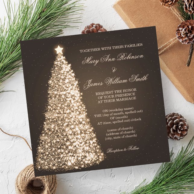Sparkle Christmas Wedding Gold Invitation (Sparkle Christmas Wedding Gold Invitation)