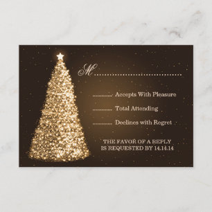 Sparkle Christmas Wedding RSVP Gold Card