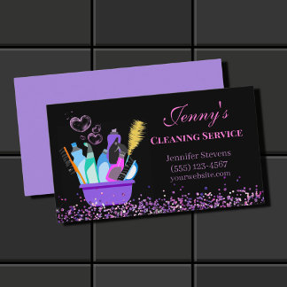 Sparkle Cleaning Supplies Cleaning Service Business Card