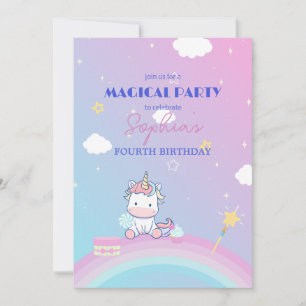 Sparkle & Clouds Unicorn Party Invitation