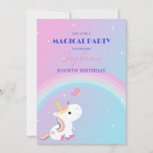 Sparkle & Clouds Unicorn Party Invitation