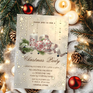 Sparkle Confetti Balls Candle Christmas Party Invitation