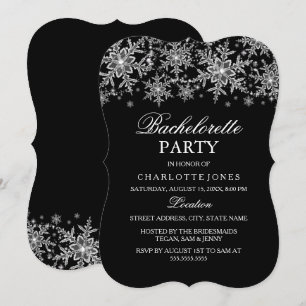 Sparkle Crystal Snowflake Bachelorette Party Invitation