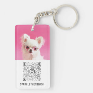 Sparkle   Custom Photo Social Media QR Code Key Ring