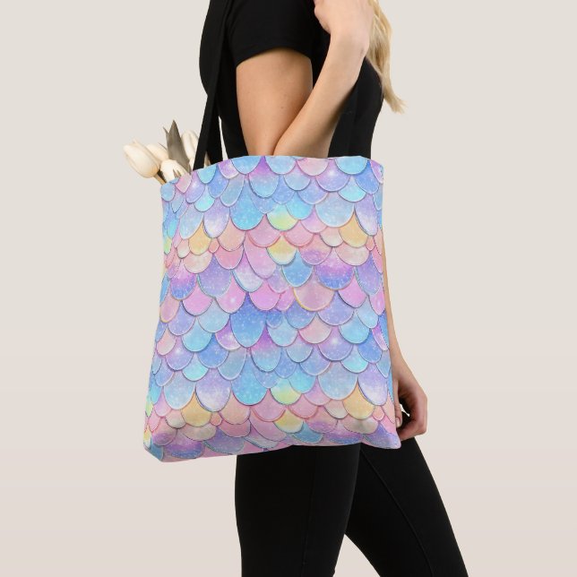 Sparkle Delicate Pastel Scales Tote Bag (Close Up)