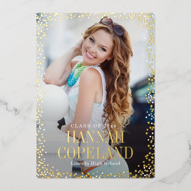 Sparkle Delight Foil Graduation Portrait Photo (Front)
