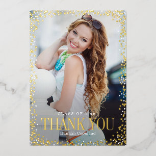 Sparkle Delight Foil Graduation Thank You Card