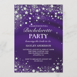 Sparkle Diamond Purple Bachelorette Party Invite