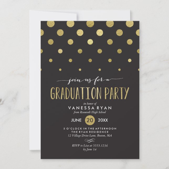 Sparkle Dots Graduation Party Invitation (Front)