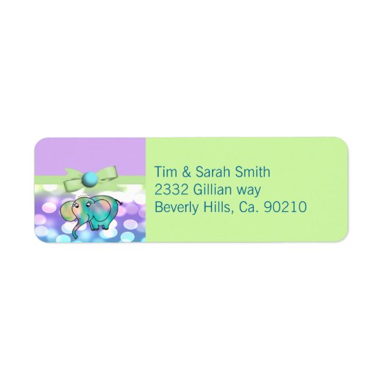 Sparkle Dots Pastel Elephant Baby Shower Return Address Label