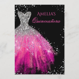 Sparkle Dress Pink Quinceanera Invitation