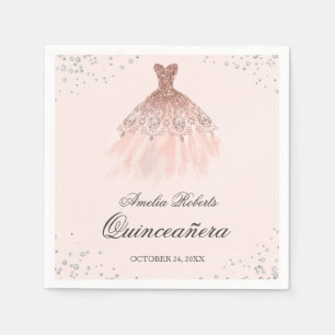 Sparkle Dress Rose Gold Quinceanera Napkin