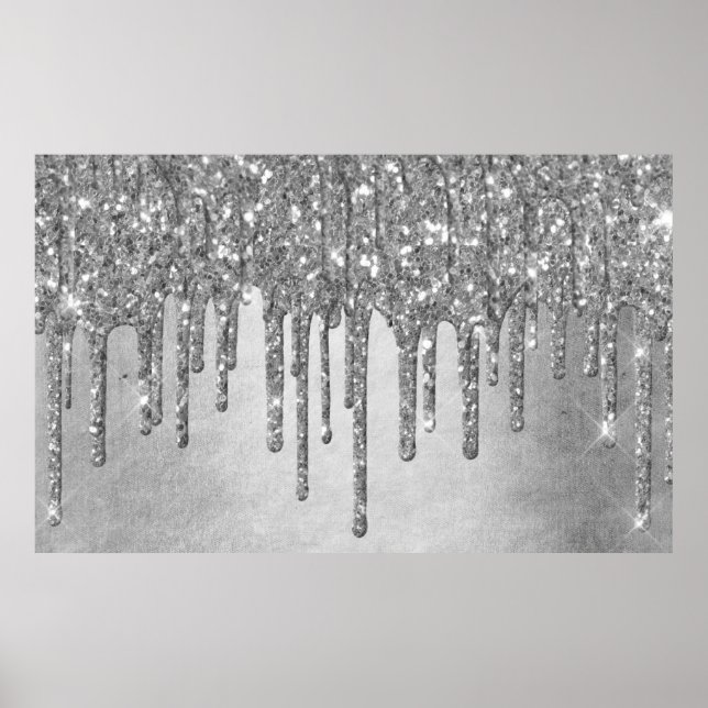 Sparkle Drip Decor | Platinum Silver Metallic Ice (Front)