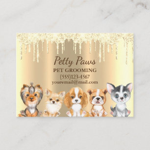 Sparkle Drip Shimmer Puppies Pet Grooming Service Business Card