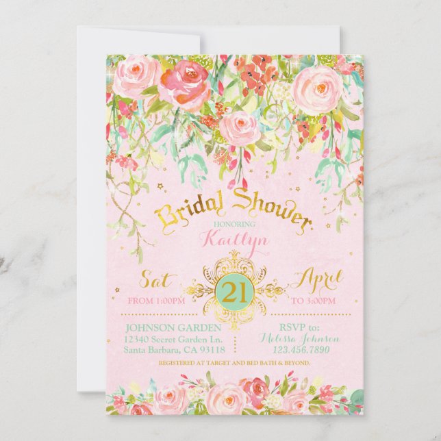 Sparkle Enchanted Secret Garden Bridal Shower Invitation (Front)
