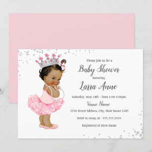 Sparkle Ethnic Princess Pink Baby Shower Invitation