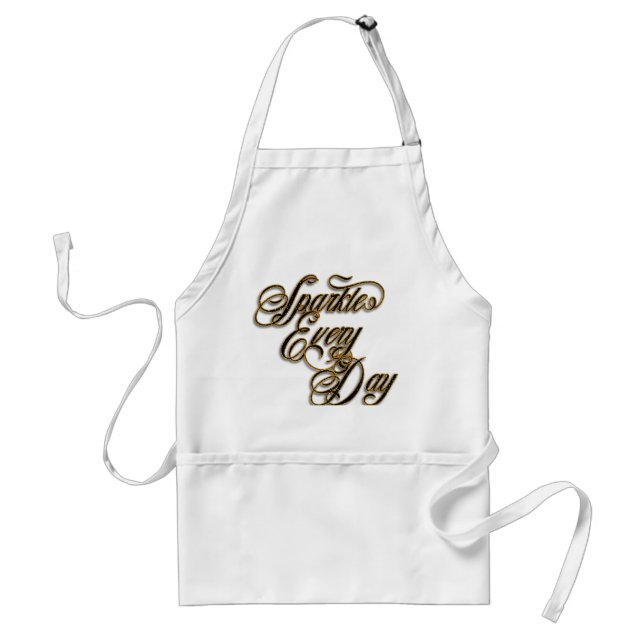Sparkle Every Day Black Gold Glitter Wordart Standard Apron (Front)